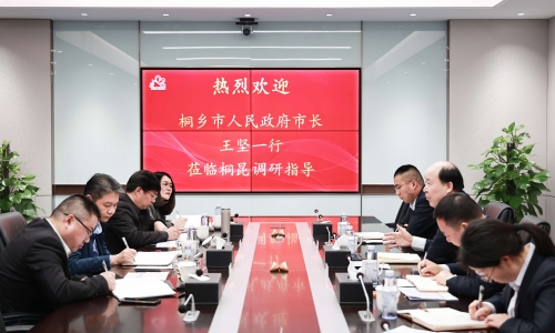 桐乡市委副书记、、、市长王坚一行莅临15VIP太阳集团调研